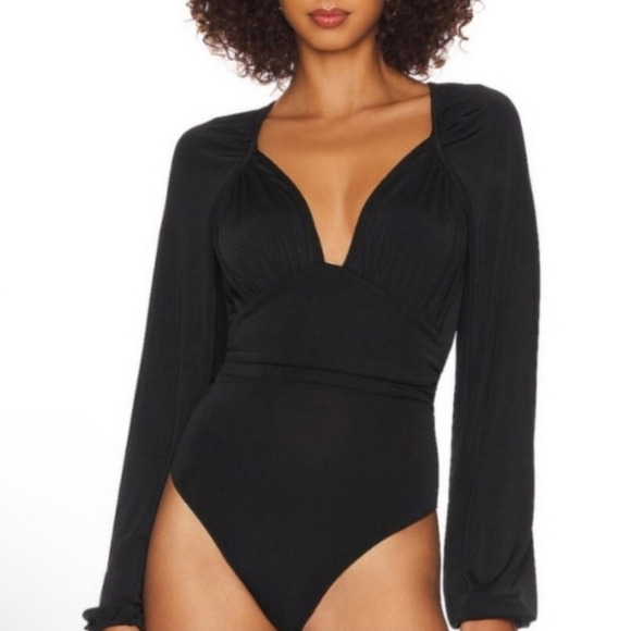 Free People Intimately Black Long Sleeve Bodysuit Womens Small - Picture 1 of 15